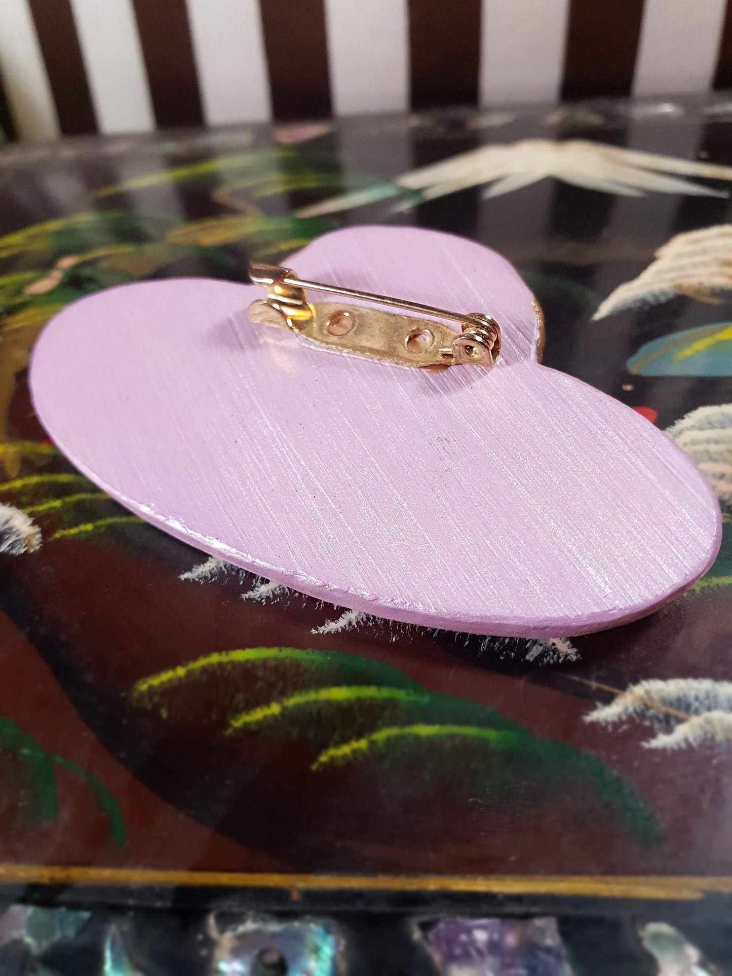 Vintage 1980s Pink Gold Hat Brooch Diamante