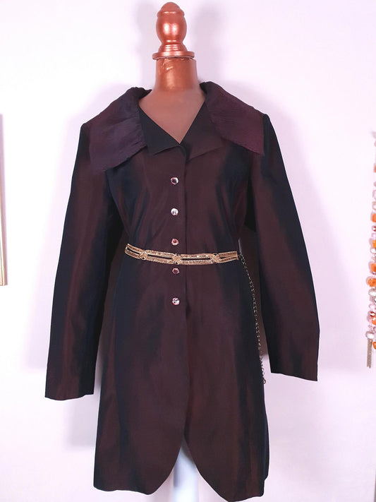 Vintage 1980s Burgundy/Brown Opera Evening Coat - Size 16/18