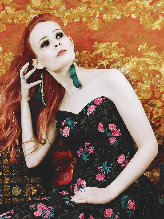 Vintage 1980s Turquoise Feather Earrings Statements Dangle Drop