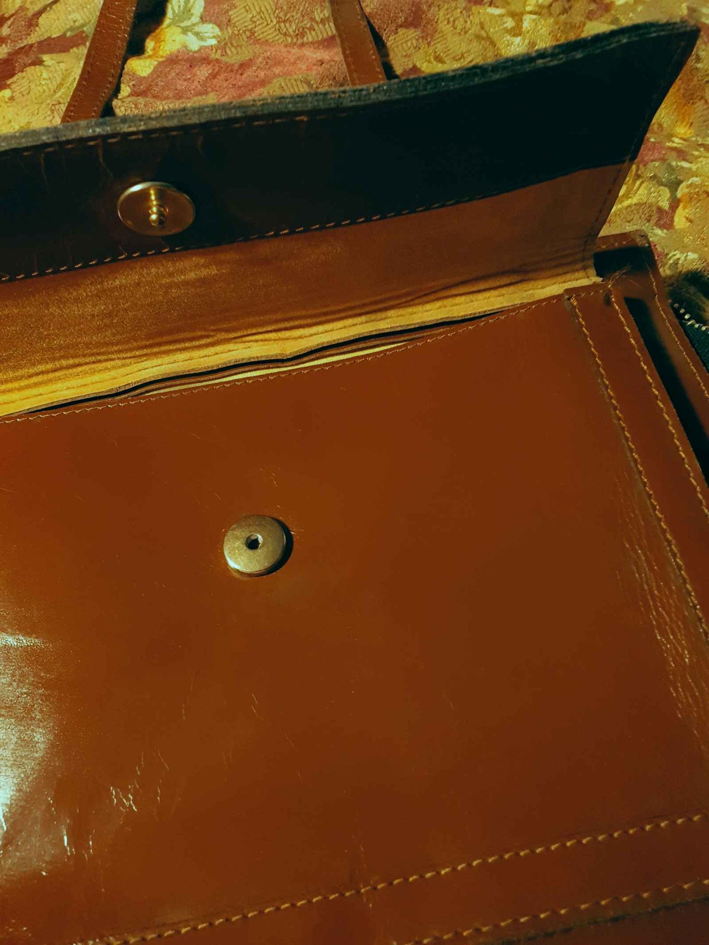 Vintage 1970s Large Brown Leather Shoulder Bag Handbag Retro 70s