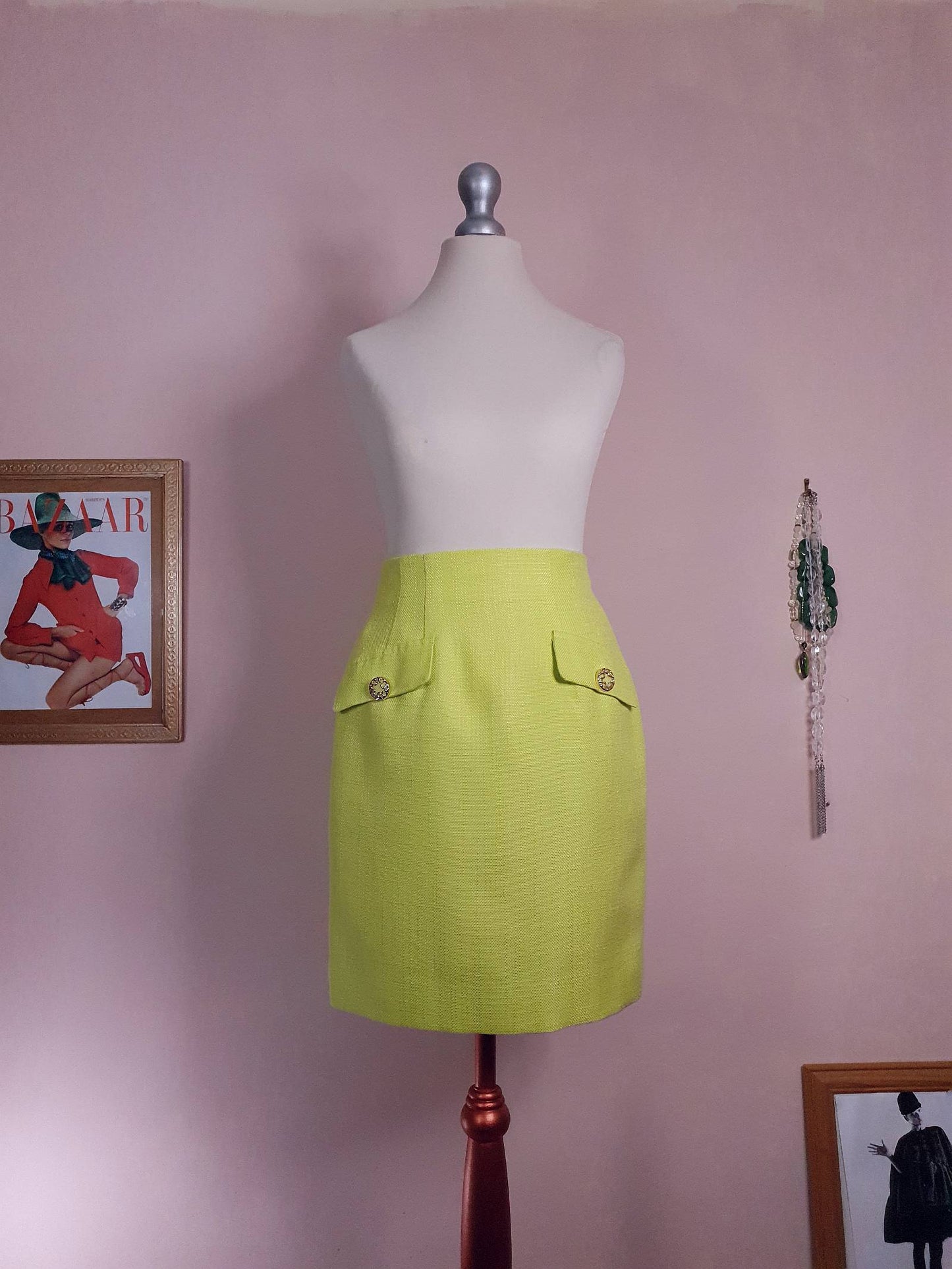 Vintage 1980s Lime Green Mini Skirt - Size 6