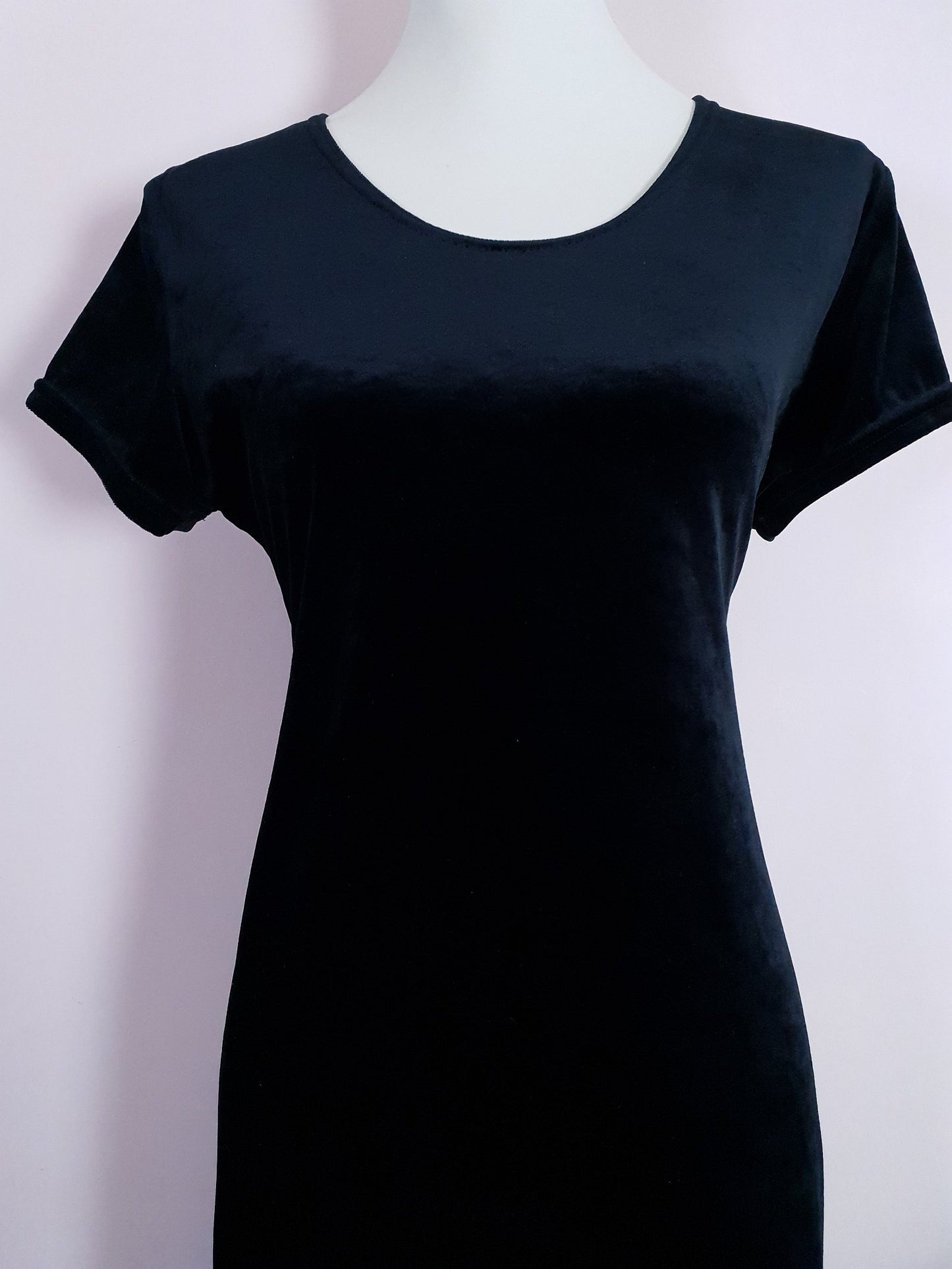 Black Velvet Vintage 1980s Maxi Dress - Size 16
