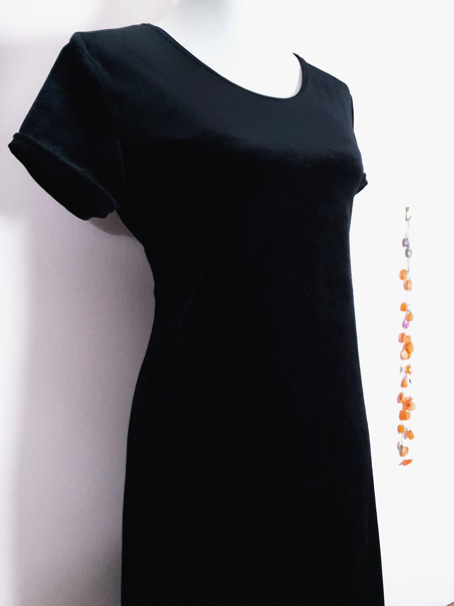 Black Velvet Vintage 1980s Maxi Dress - Size 16