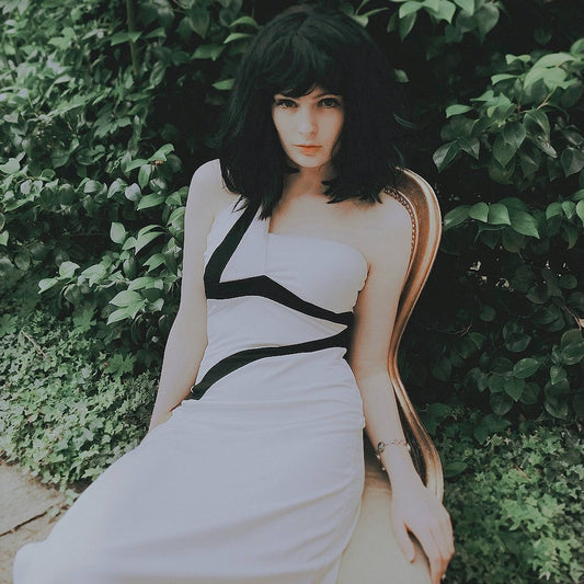 Vintage 1980s Cocktail Dress Evening Gown White and Black Party - Size 8 / 10