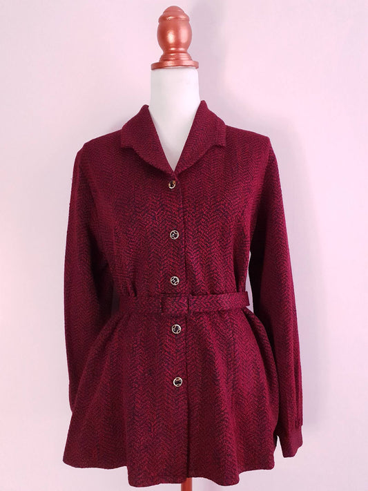 Vintage Red and Black Jacket  1980s - Size 14 Retro English