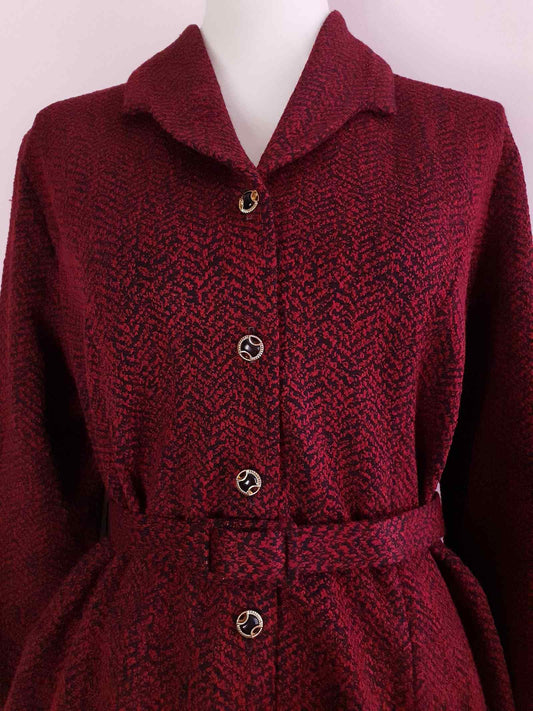 Vintage Red and Black Jacket  1980s - Size 14 Retro English