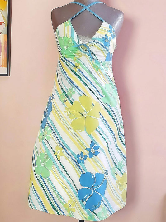 Vintage 90s Summer Dress Billabong Floral Surfer Girl Sundress Cotton - Size 10