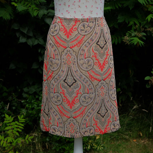 Pre-Loved Burberry Paisley Silk Skirt - Size 8
