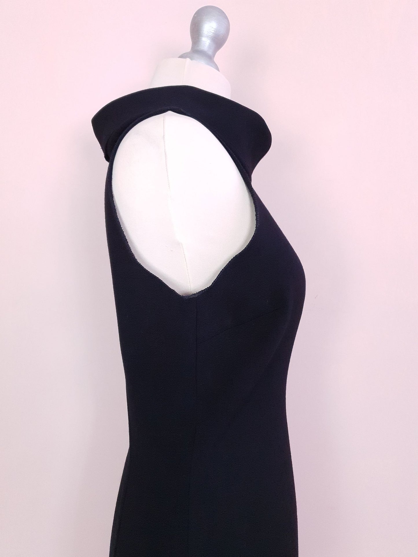 Vintage Black Prada Dress 90s Midi LBD - Size 12