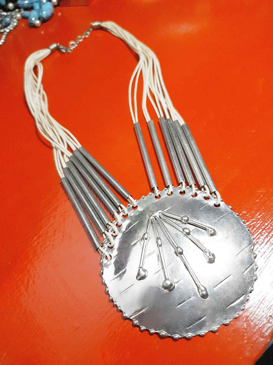 Vintage 90s Boho Metal Necklace Southwestern Style Bohemian