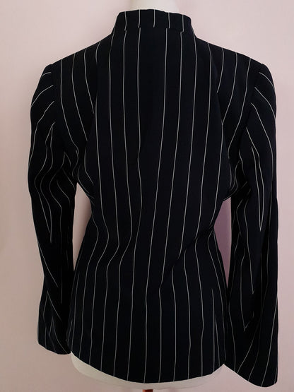 Vintage 90s Pinstripe Black Jacket Blazer Preppy- Size 12 - Ladies