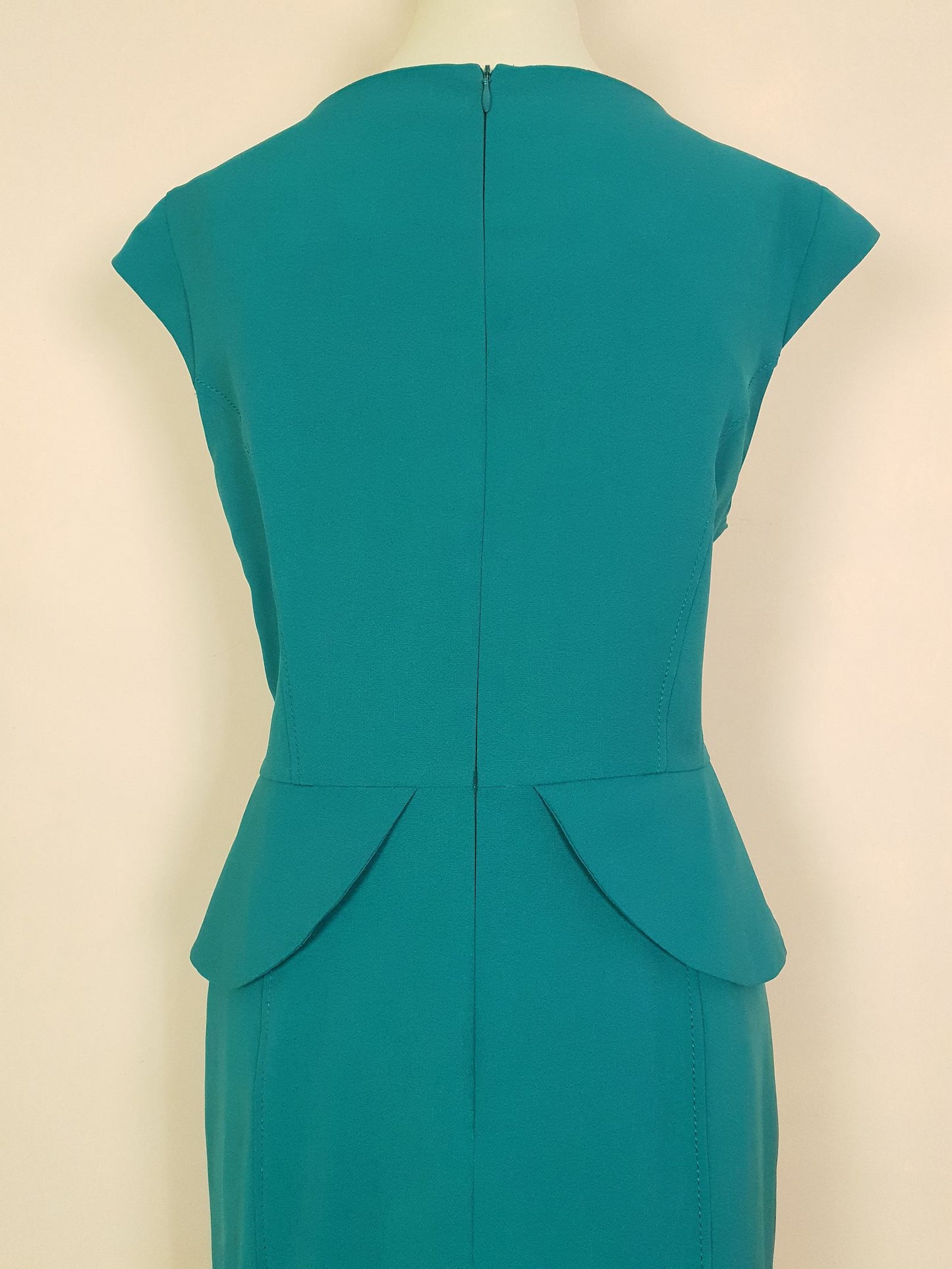 Vintage 90s Turquoise Midi Dress Peplum Size 18