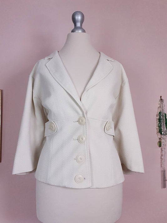 Vintage 90s White Jacket - 50s Style Size 16