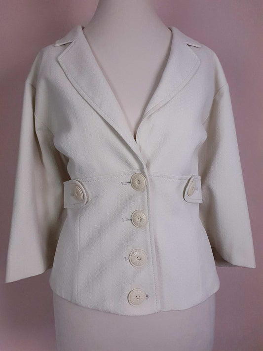 Vintage 90s White Jacket Ladies - 50s Style Size 16