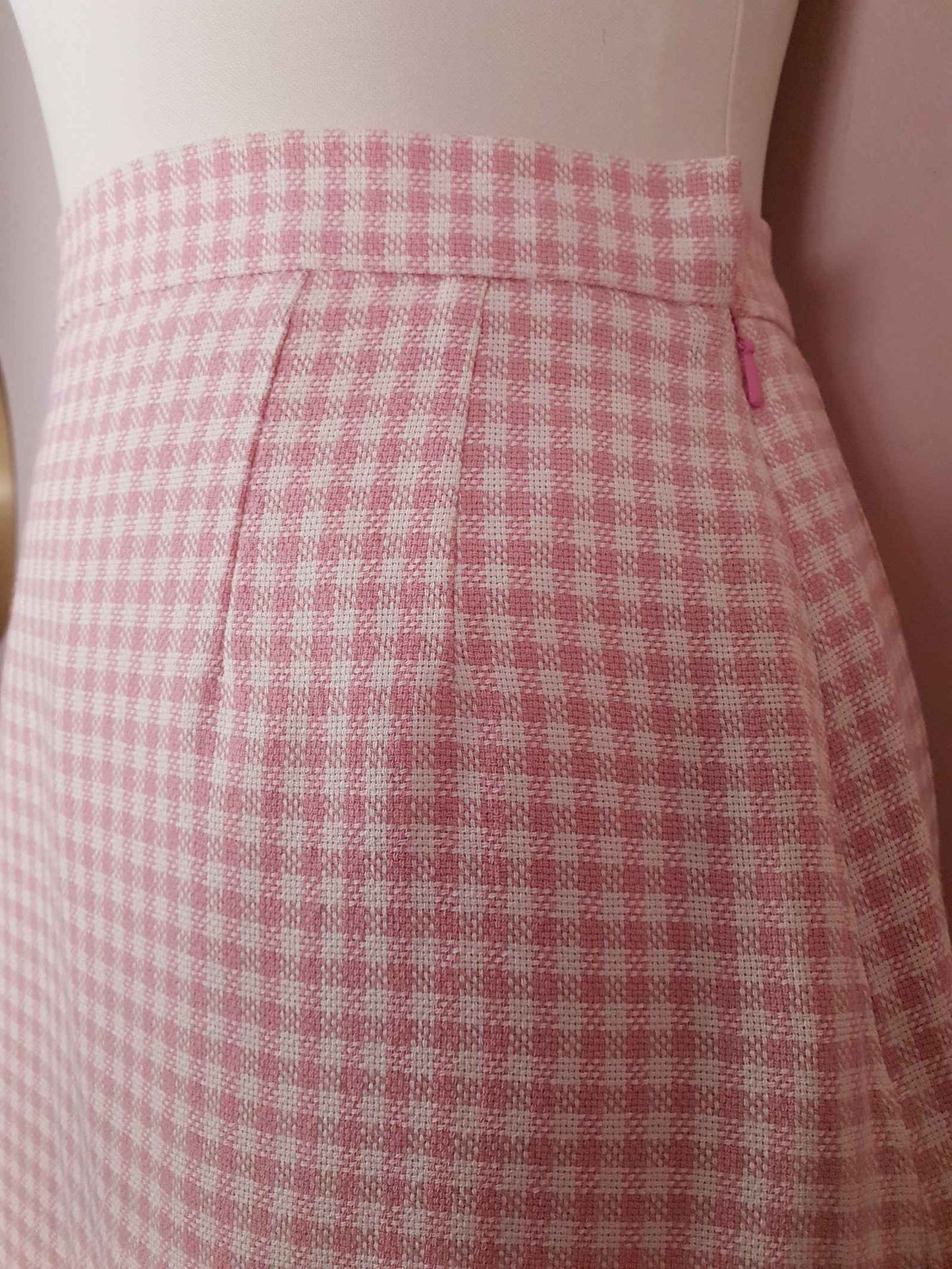 English Classics - Vintage Aquascutum Pink Check Skirt 1980s - Size 8