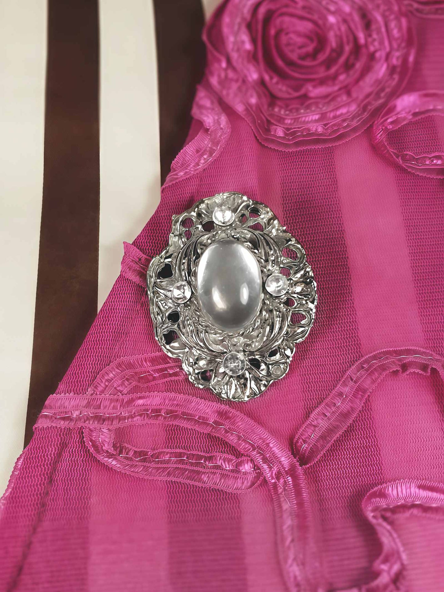 Vintage Art Nouveau Revival Rhinestone Brooch 1980s