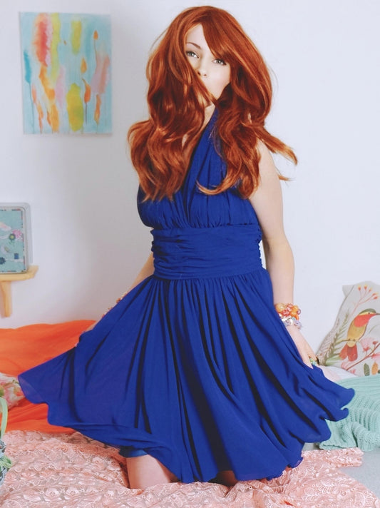 Vintage Blue Azure Chiffon Party Dress - Size 12