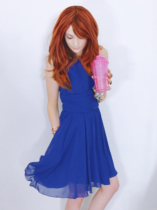 Vintage Blue Azure Chiffon Party Dress - Size 12