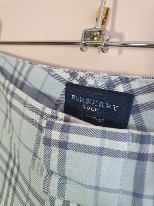 Vintage 90s Burberry Check Golf Shorts Pale Blue Preppy Ladies - Size 8