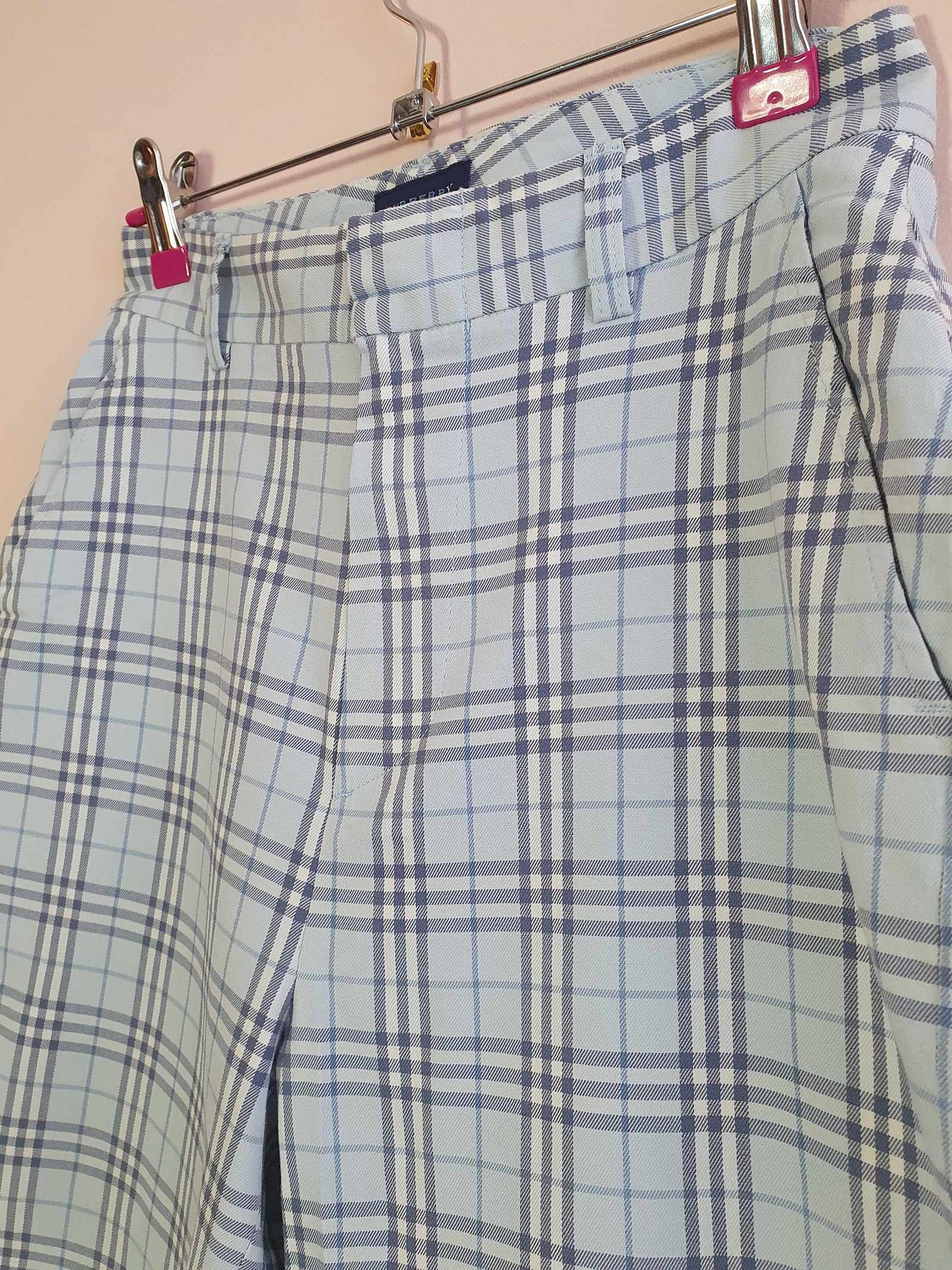 Vintage 90s Burberry Check Golf Shorts Pale Blue Preppy Ladies - Size 8