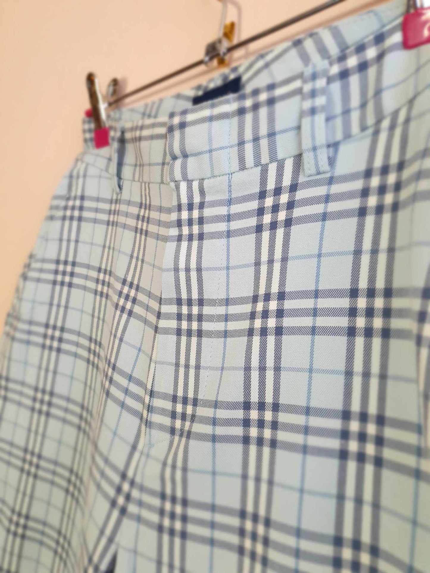 Vintage 90s Burberry Check Golf Shorts Pale Blue Preppy Ladies - Size 8