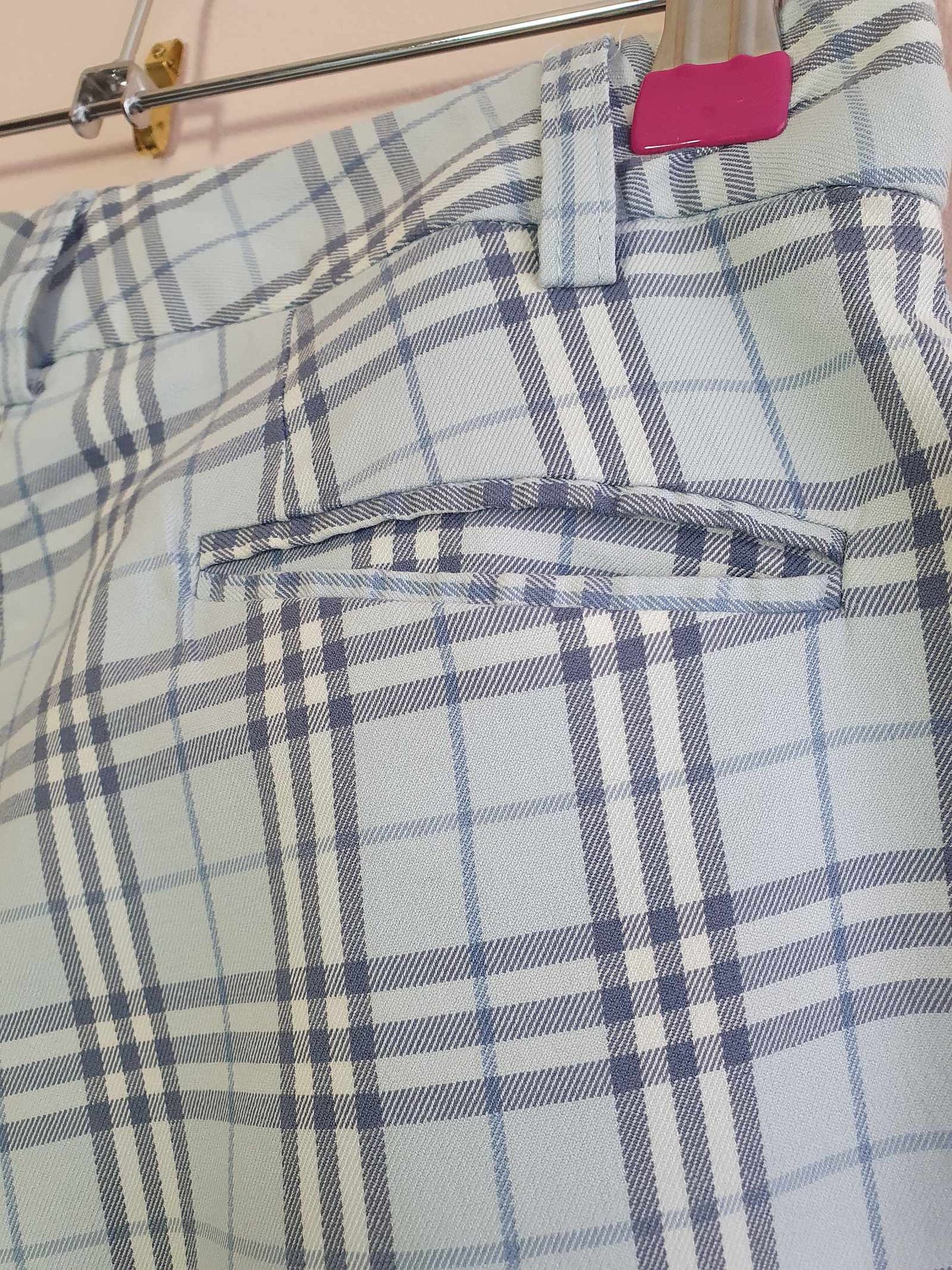 Vintage 90s Burberry Check Golf Shorts Pale Blue Preppy Ladies - Size 8