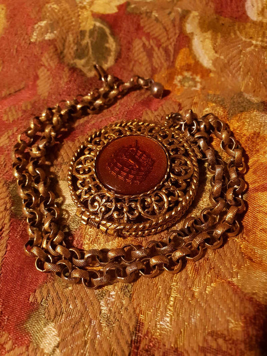 Vintage Corday Unicorn Locket Necklace Pendant 1970s French Filigree 21"