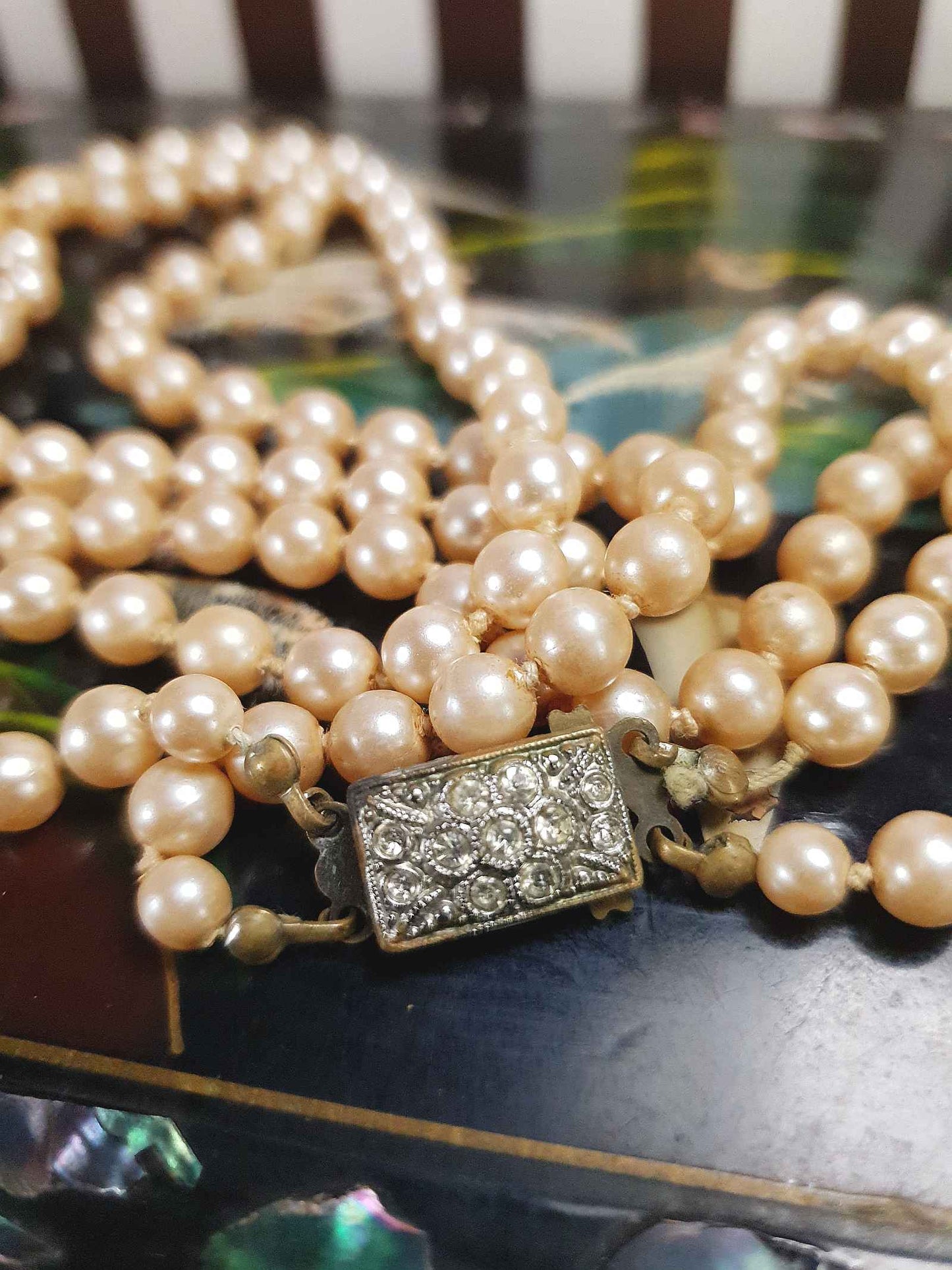 Vintage Edwardian Faux Pearl Necklace Double Strand Antique Pearls
