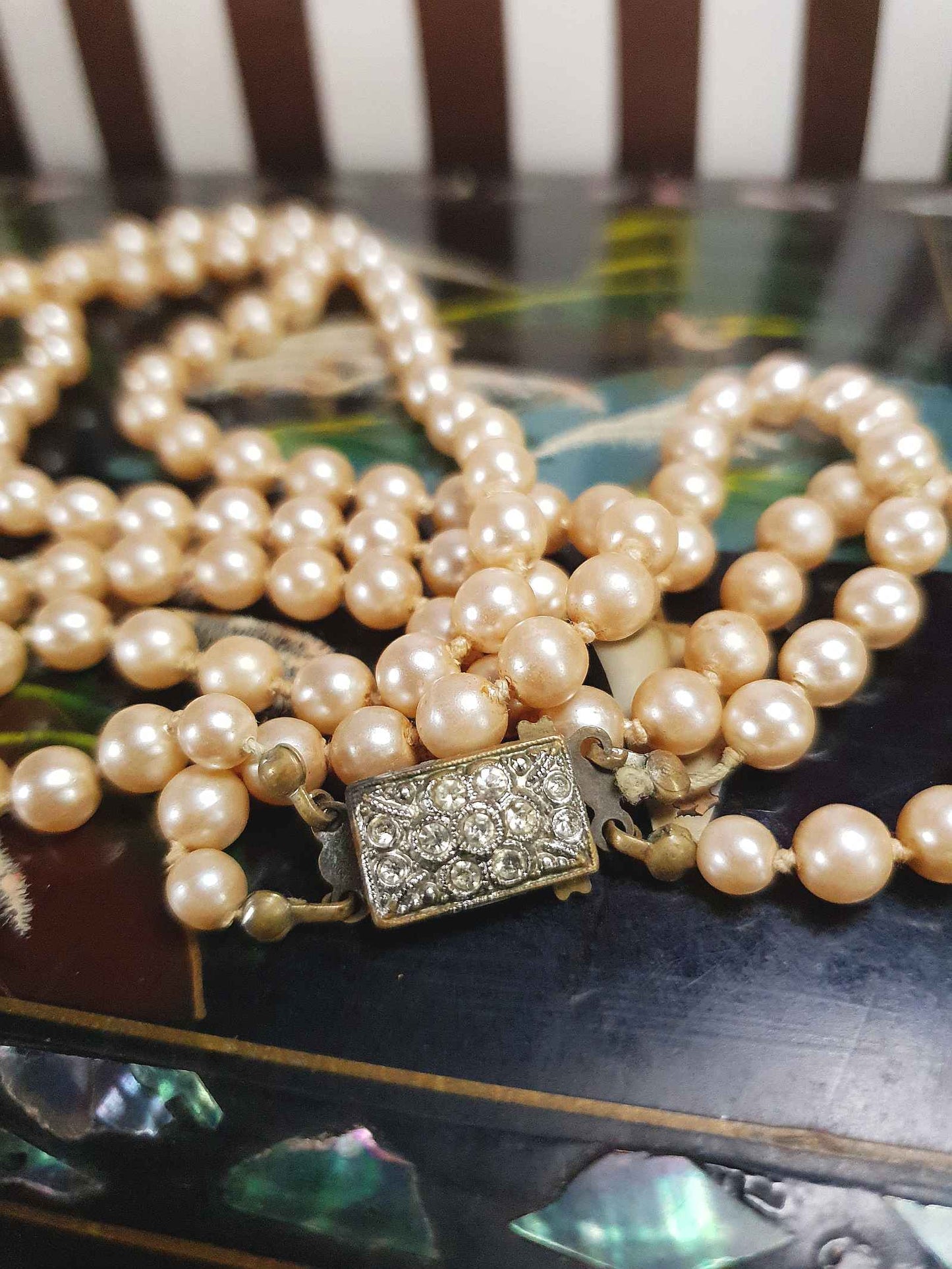 Vintage Edwardian Faux Pearl Necklace Double Strand Antique Pearls