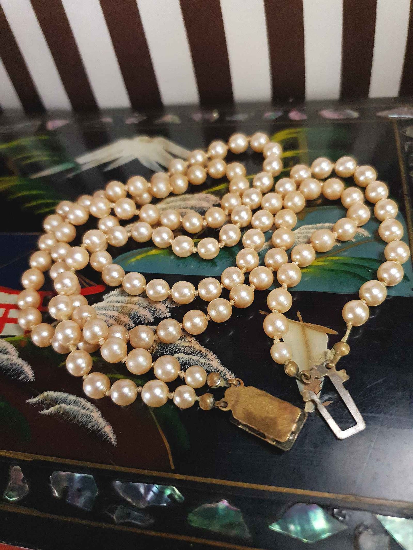 Vintage Edwardian Faux Pearl Necklace Double Strand Antique Pearls