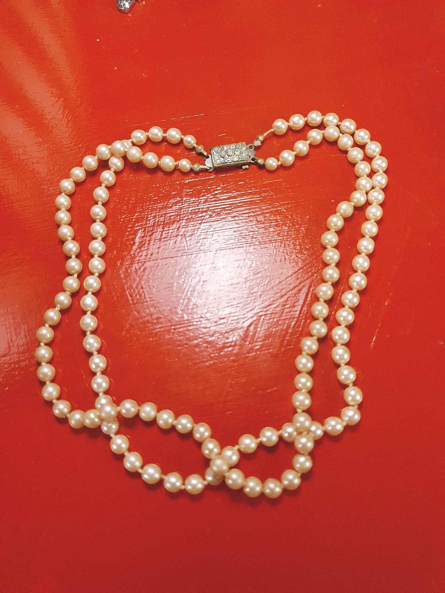 Vintage Edwardian Faux Pearl Necklace Double Strand Antique Pearls
