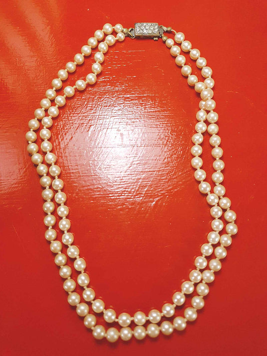 Vintage Edwardian Faux Pearl Necklace Double Strand Antique Pearls