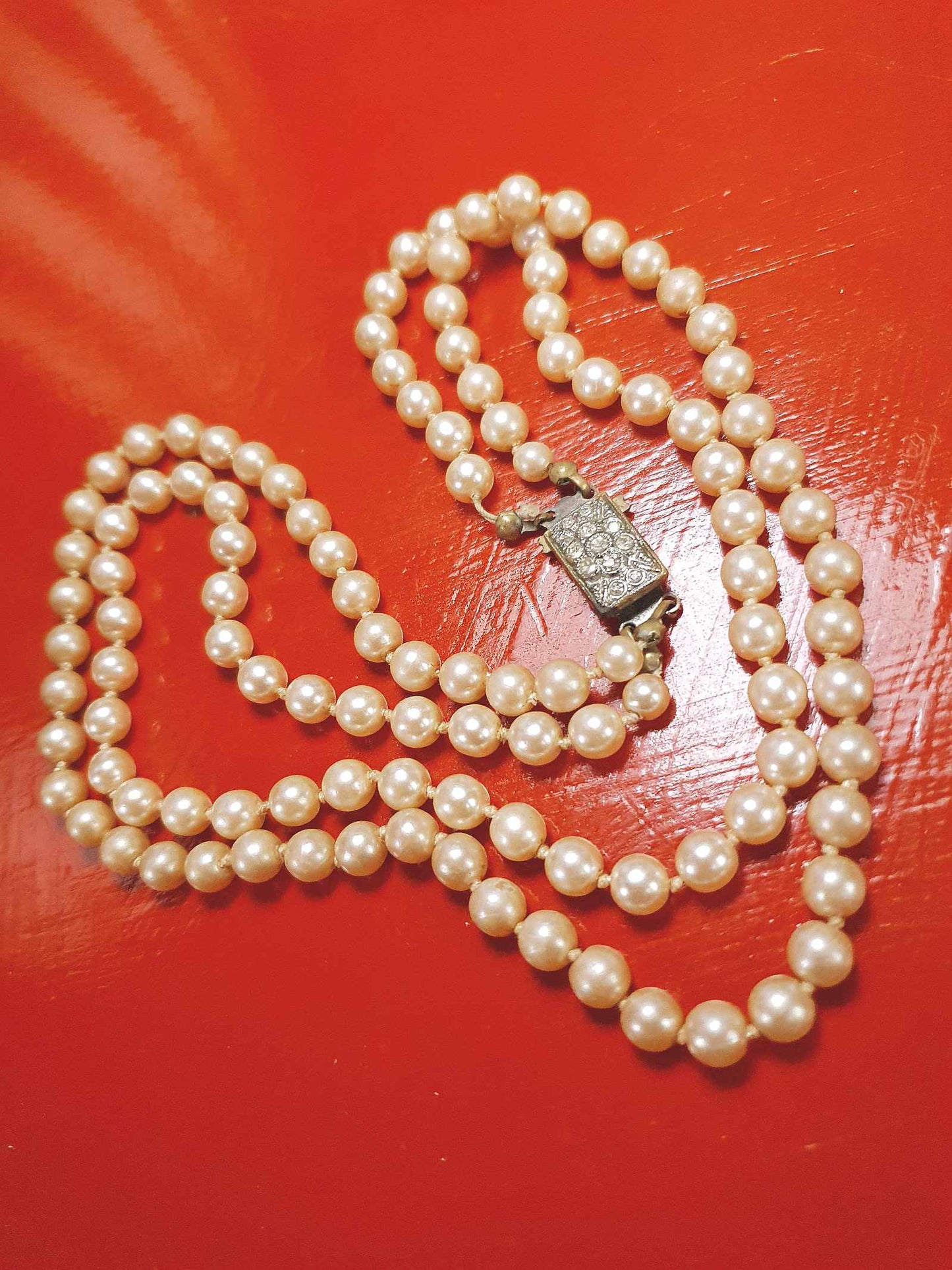 Vintage Edwardian Faux Pearl Necklace Double Strand Antique Pearls