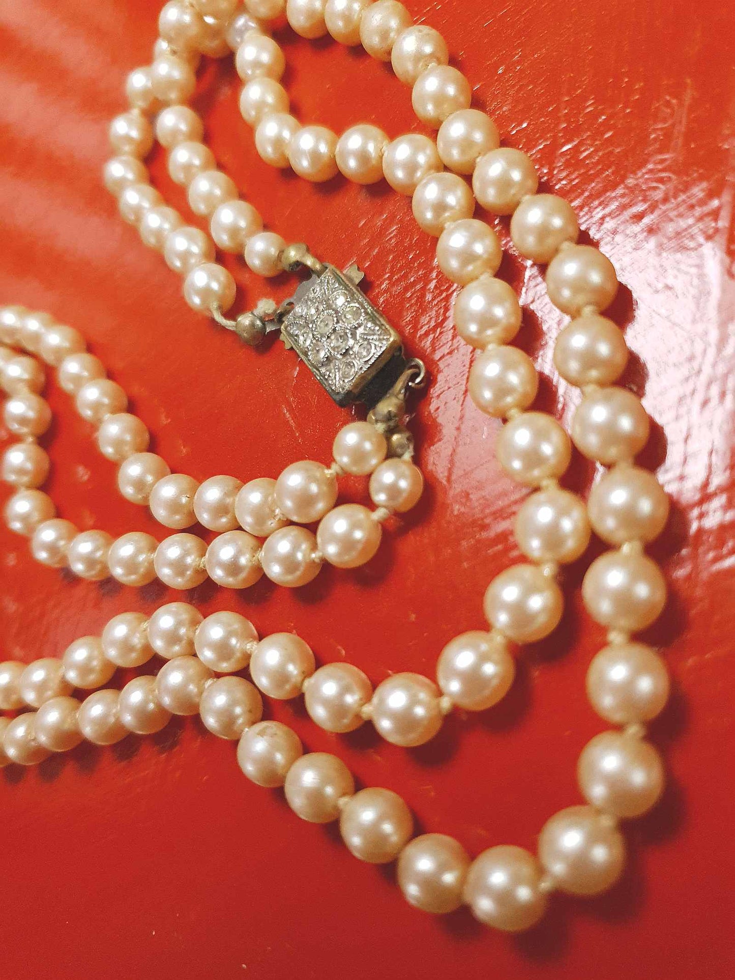 Vintage Edwardian Faux Pearl Necklace Double Strand Antique Pearls