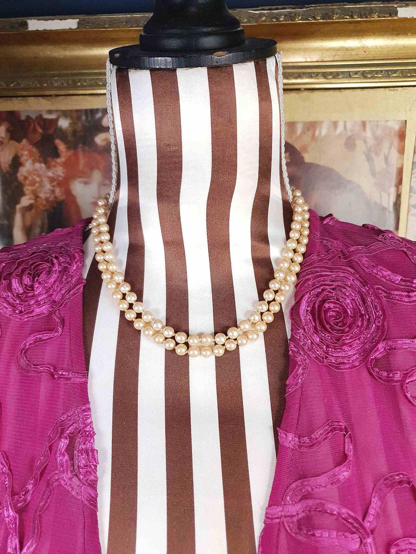 Vintage Edwardian Faux Pearl Necklace Double Strand Antique Pearls