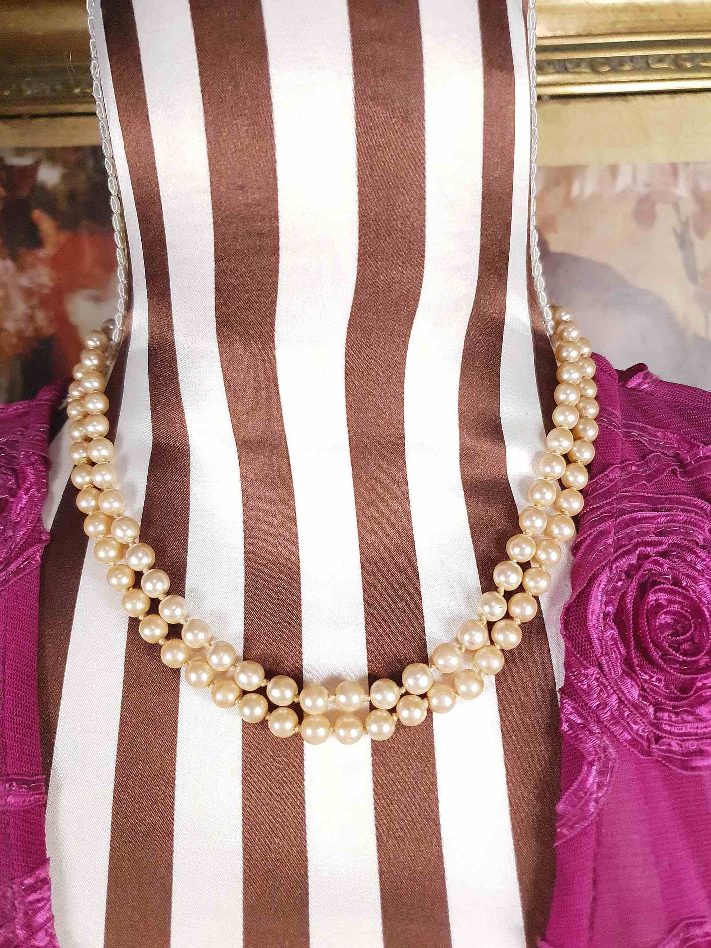 Vintage Edwardian Faux Pearl Necklace Double Strand Antique Pearls