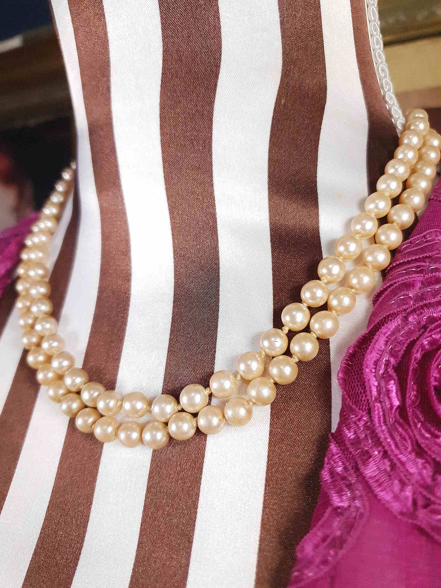Vintage Edwardian Faux Pearl Necklace Double Strand Antique Pearls