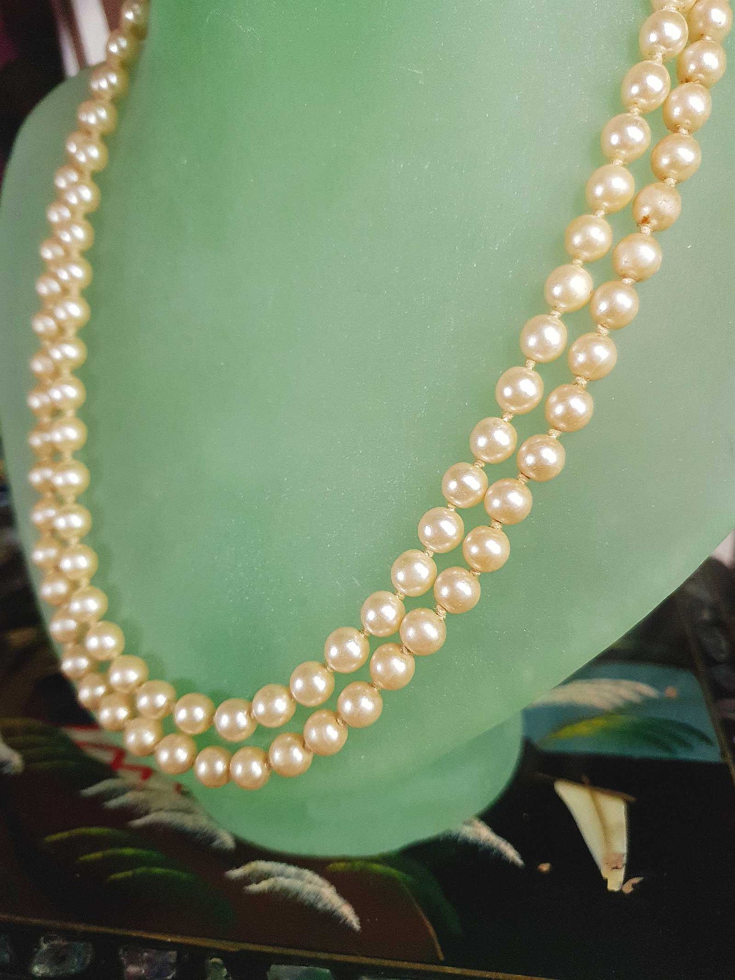 Vintage Edwardian Faux Pearl Necklace Double Strand Antique Pearls