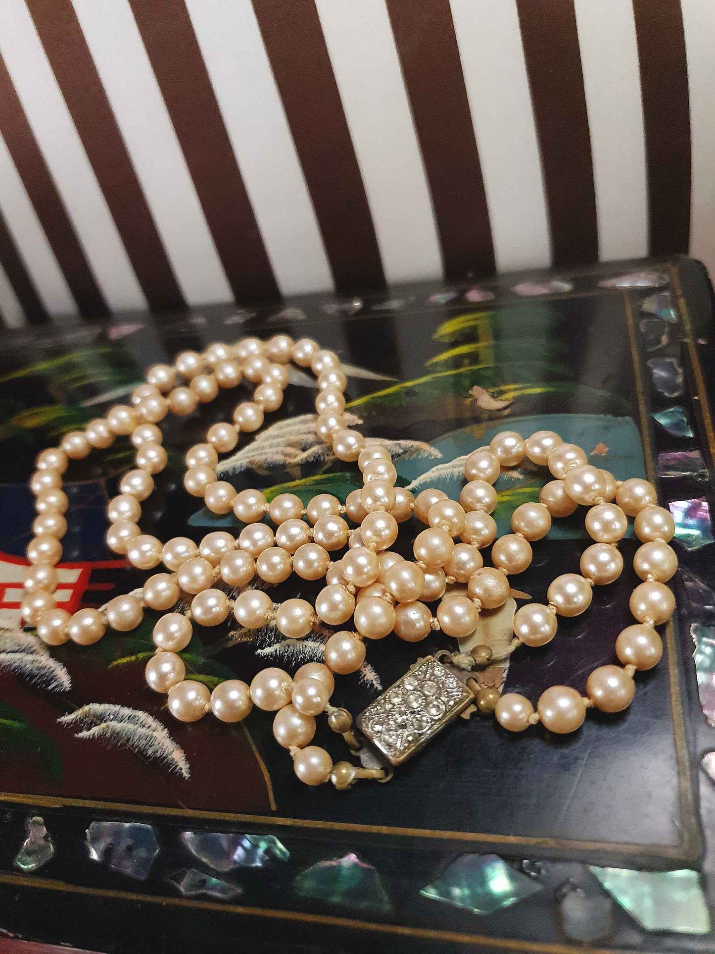 Vintage Edwardian Faux Pearl Necklace Double Strand Antique Pearls