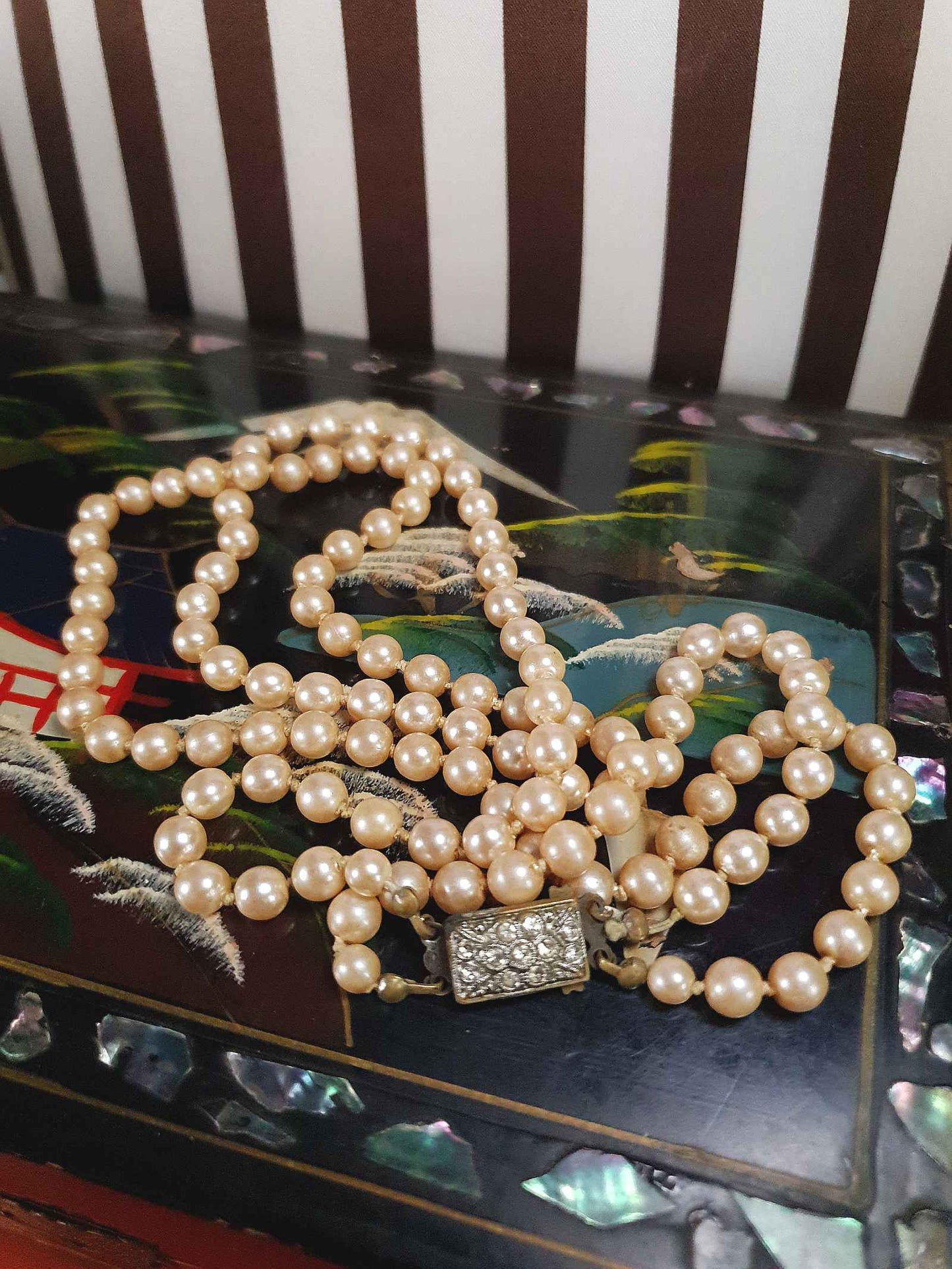 Vintage Edwardian Faux Pearl Necklace Double Strand Antique Pearls