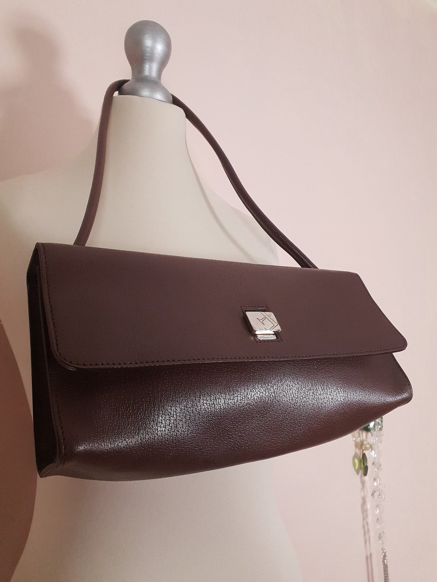 Vintage Dark Brown Leather Furla Handbag Shoulder Bag