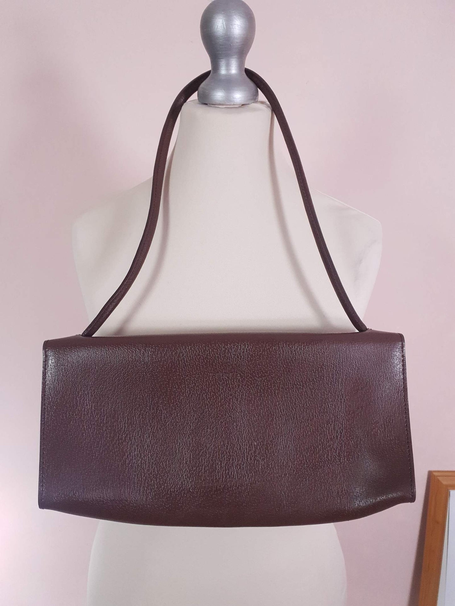 Vintage Dark Brown Leather Furla Handbag Shoulder Bag