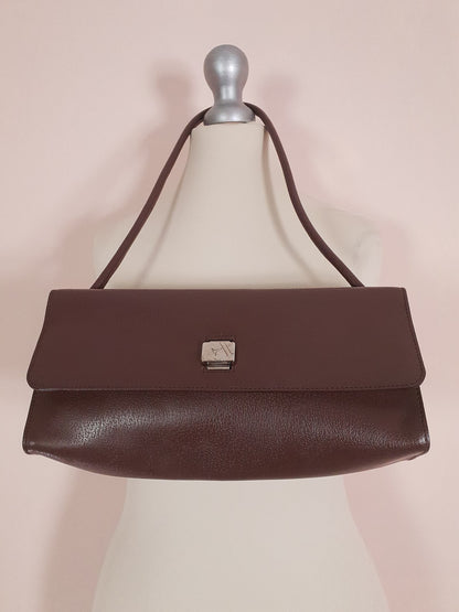 Vintage Dark Brown Leather Furla Handbag Shoulder Bag