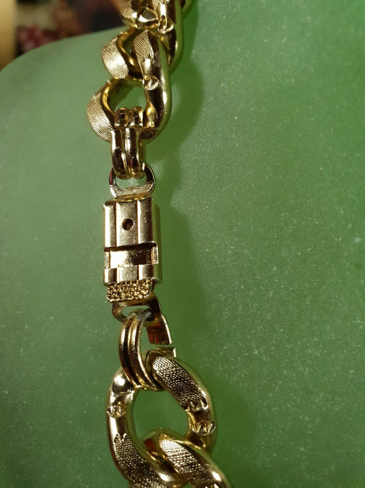 Vintage Curb Link Chain Necklace 16" Gold Tone Choker 1980s