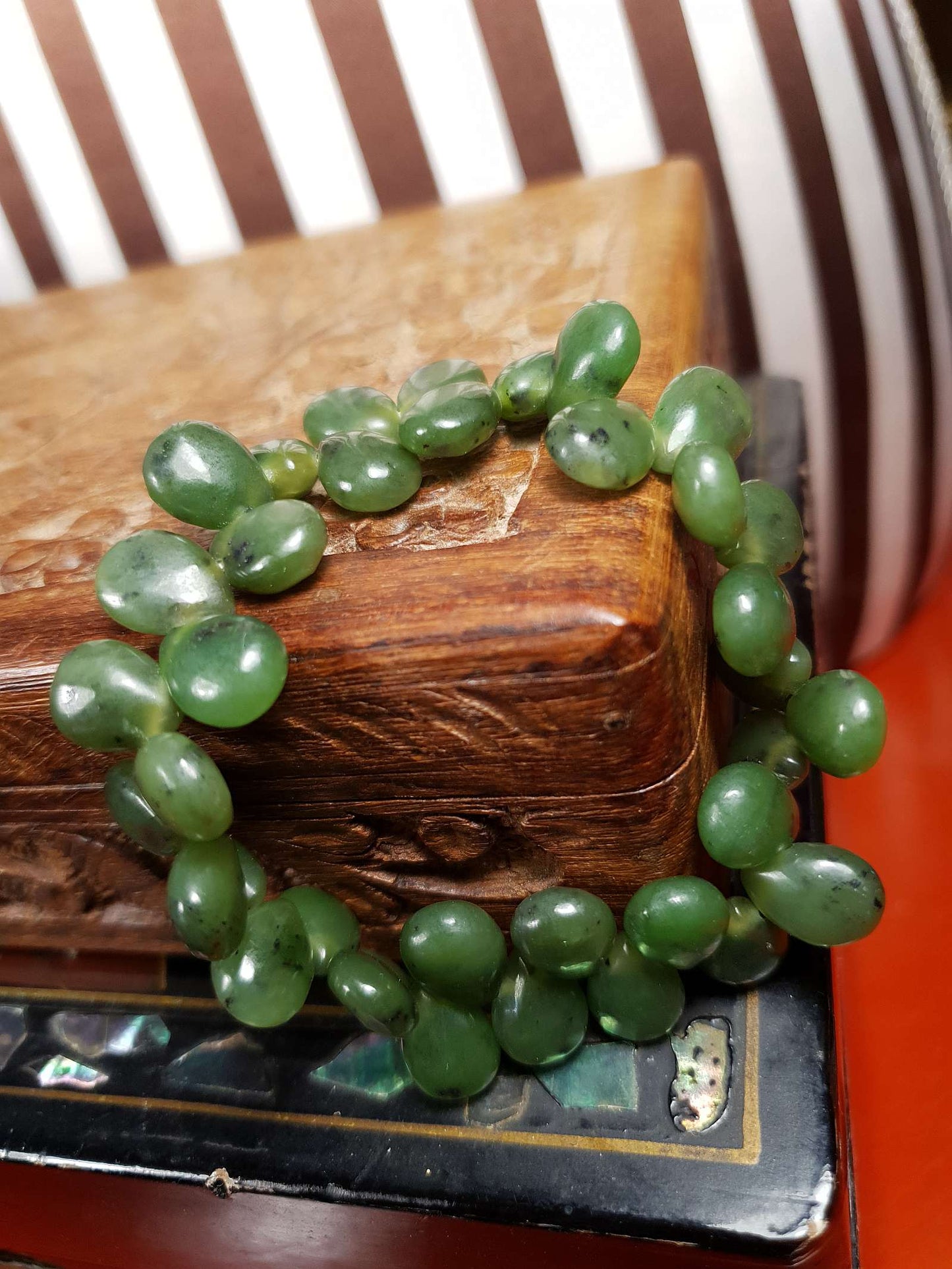 Vintage Green Dalmatian Jasper Bracelet Gemstone