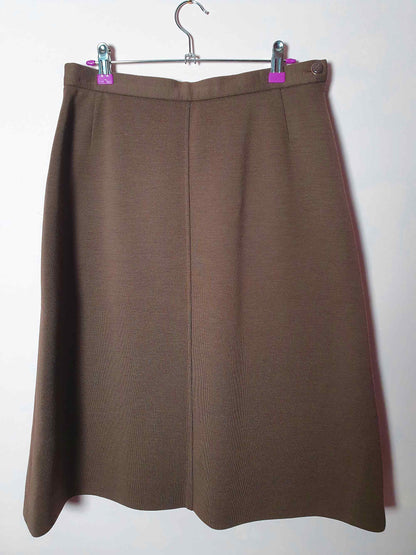 English Classics - 1980s Vintage Brown Jaeger Wool Skirt - Size 16