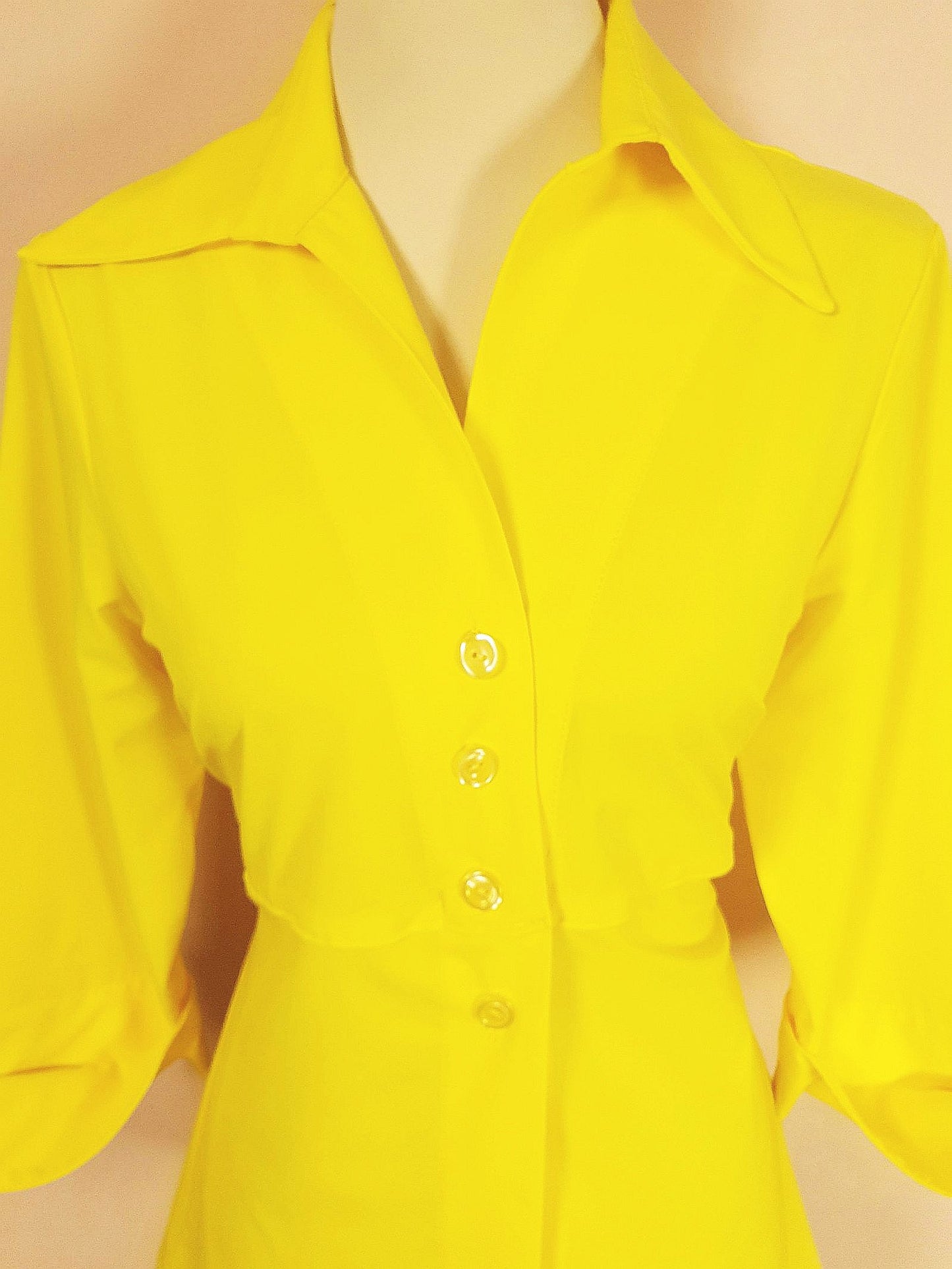Joseph Ribkoff Yellow Top Shirt Blouse - Size 12 Ladies - Vintage 90s
