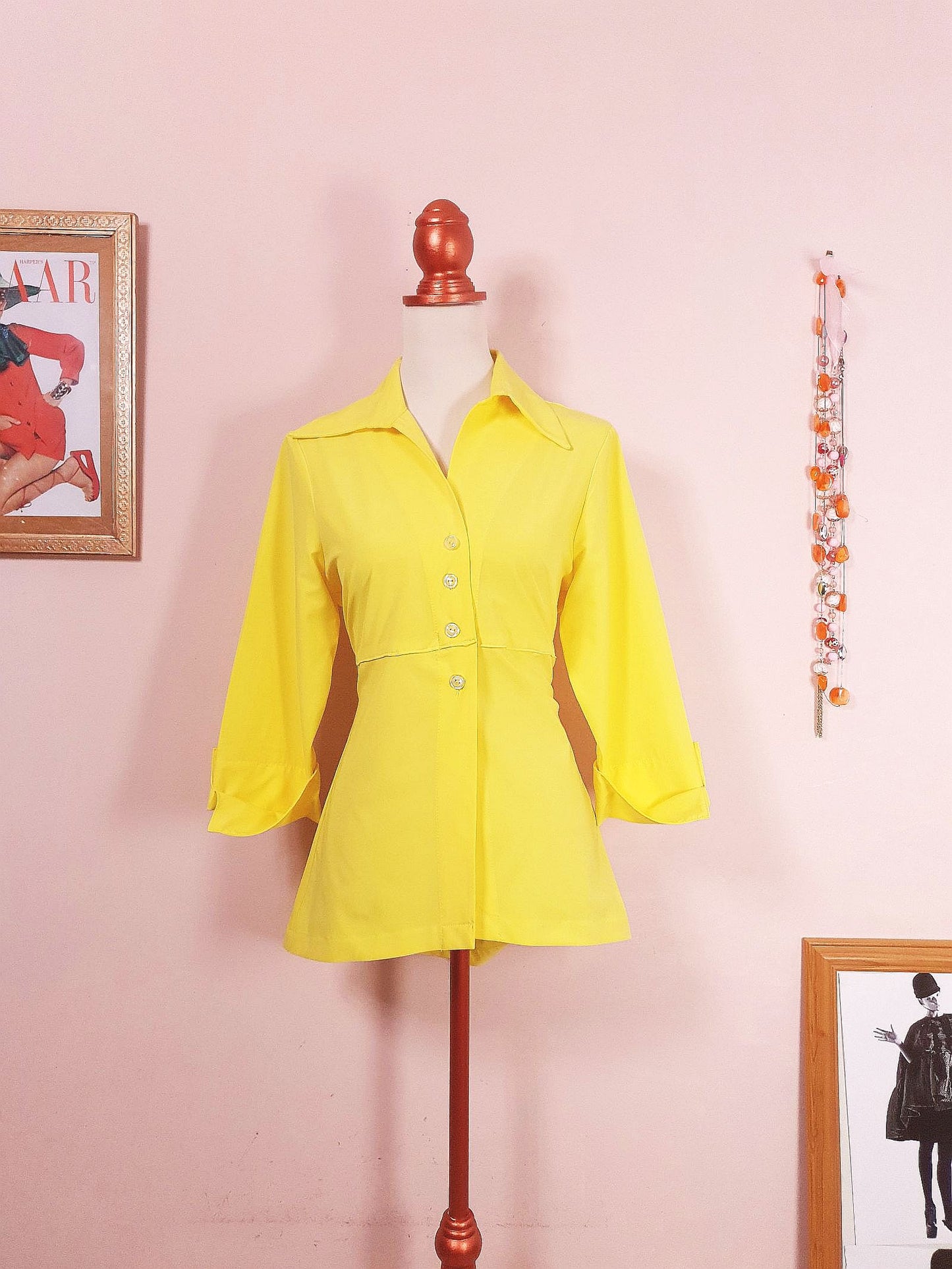 Joseph Ribkoff Yellow Top Shirt Blouse - Size 12 Ladies - Vintage 90s
