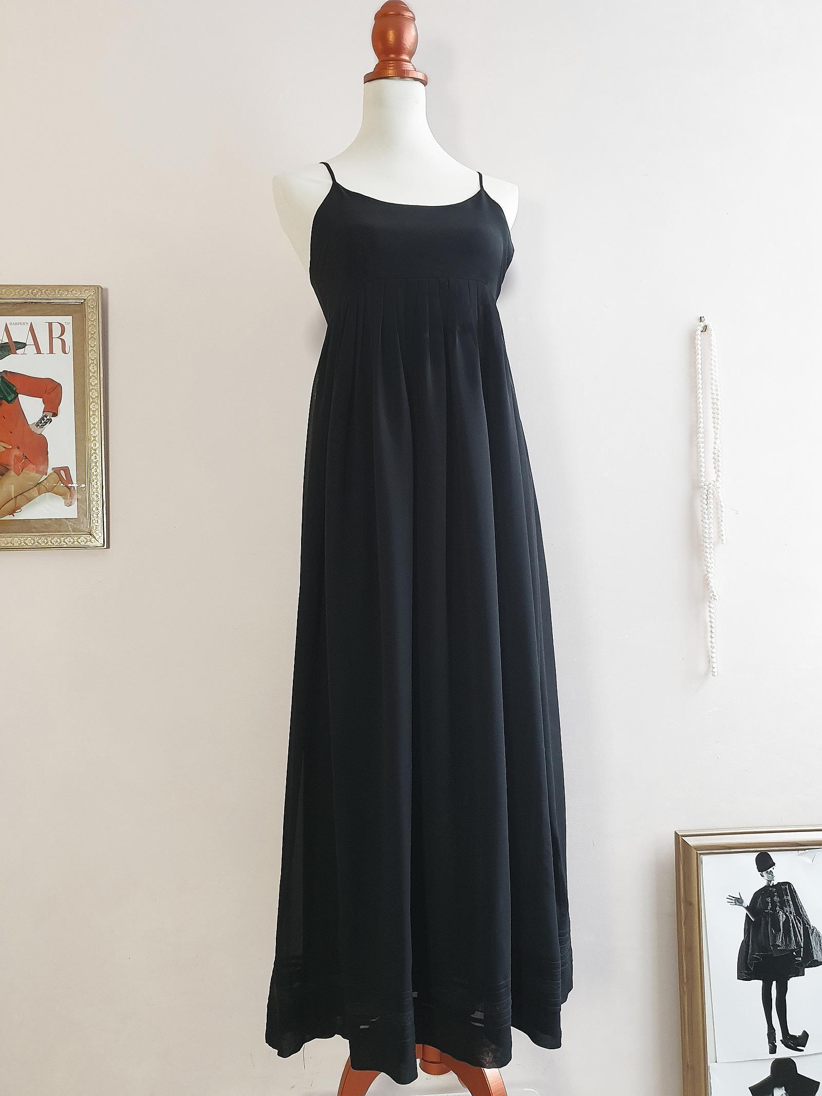 English Classics - Vintage Laura Ashley Black Silk Dress