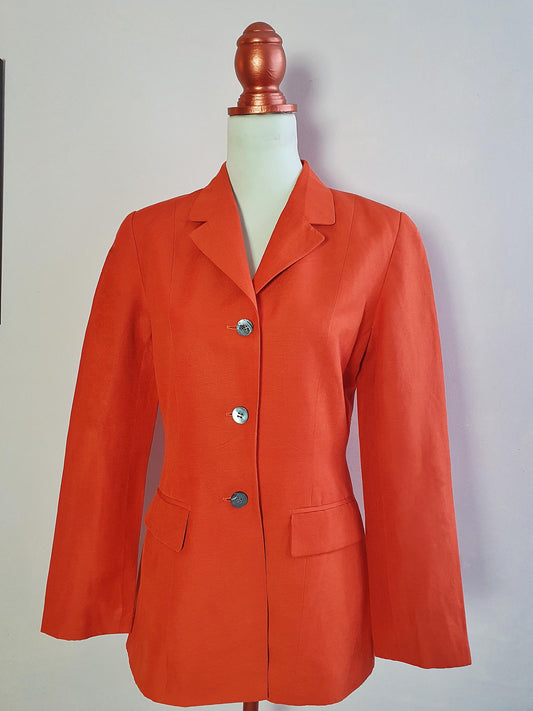 Vintage Laura Ashley Orange Jacket Blazer Silk & Linen - Size 8